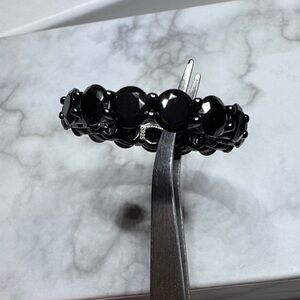 7.5ct Black Moissanite Eternity Sterling Silver Ring Size 9